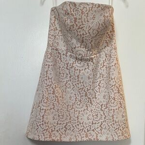 KEEPSAKE the Label Floral Lace A-Line Skirt in Cream and Tan